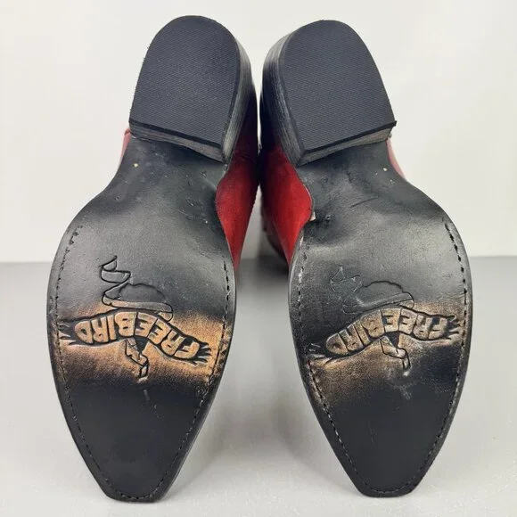 Freebird Woodland Boots Womens 7 Red Leather Pull On Cowgirl Western Rodeo Boho - Picture 14 of 15